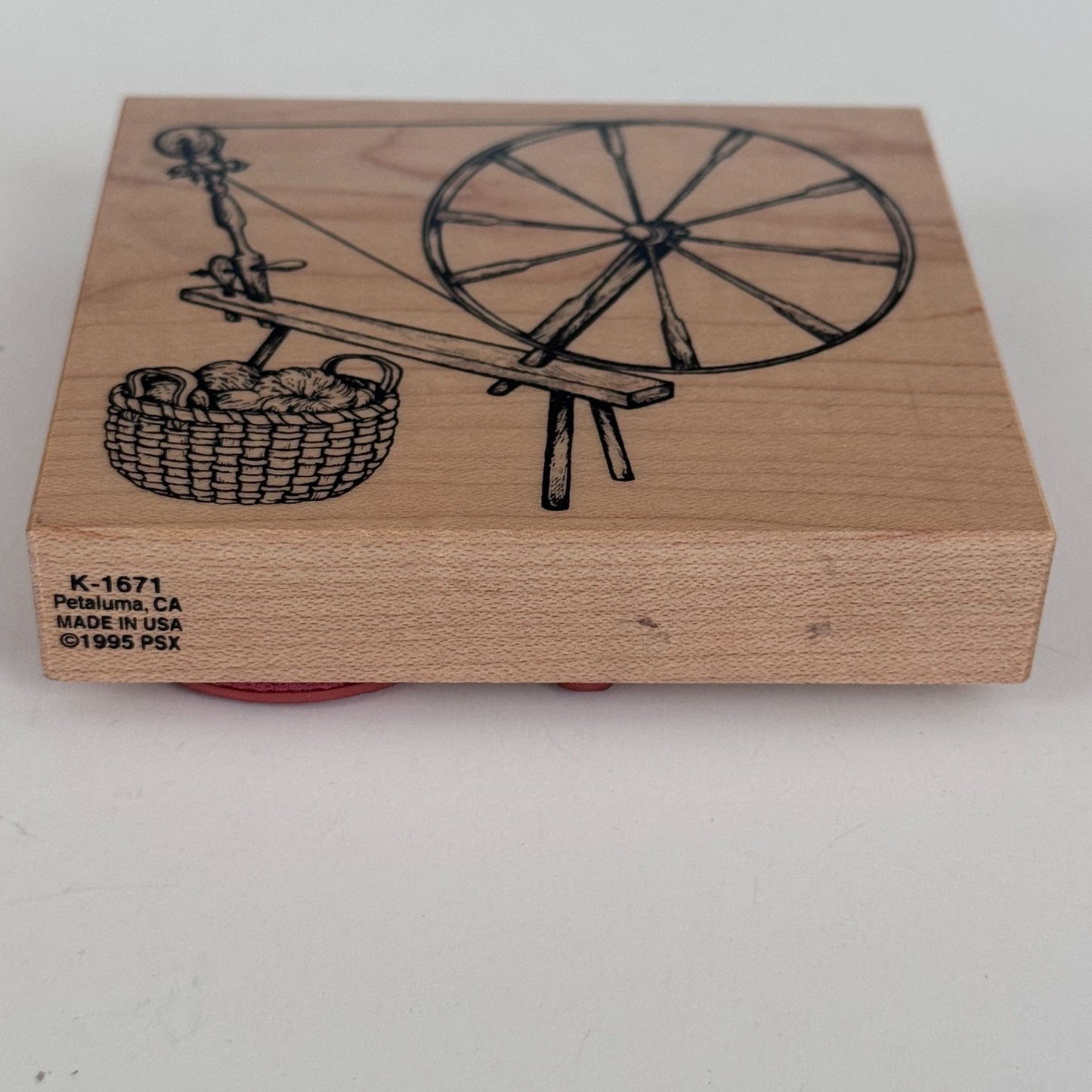 PSX Rubber Stamp Spinning Wheel Yarn Basket Knitting Cardmaking Knitter Wool