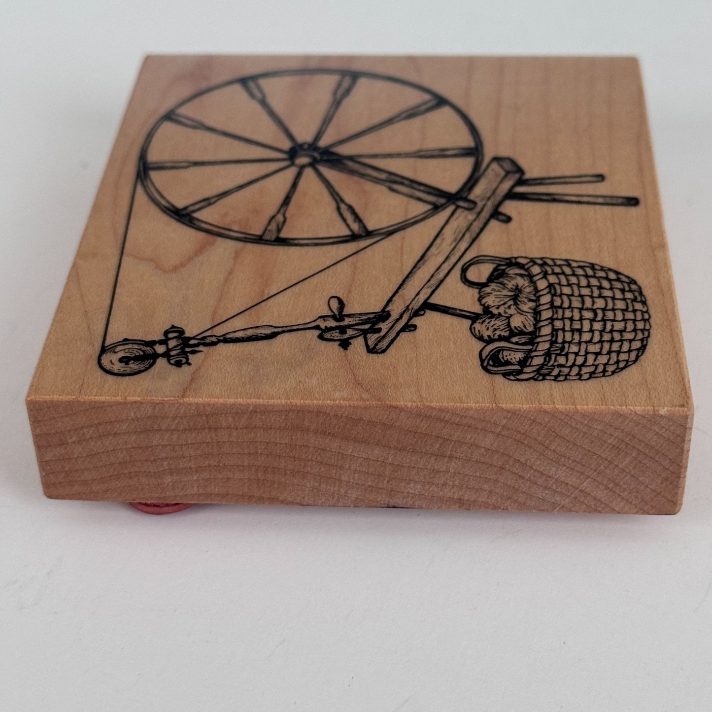 PSX Rubber Stamp Spinning Wheel Yarn Basket Knitting Cardmaking Knitter Wool