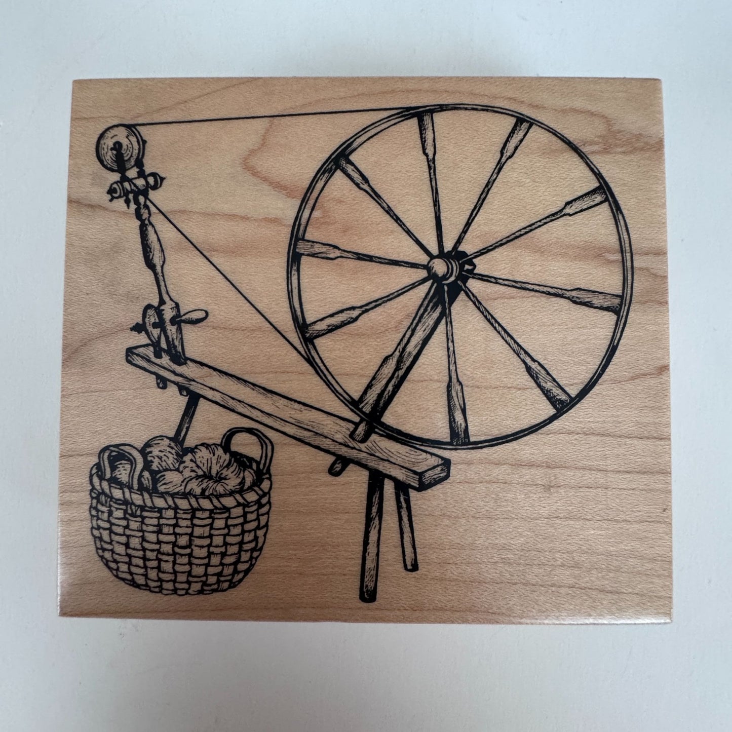 PSX Rubber Stamp Spinning Wheel Yarn Basket Knitting Cardmaking Knitter Wool