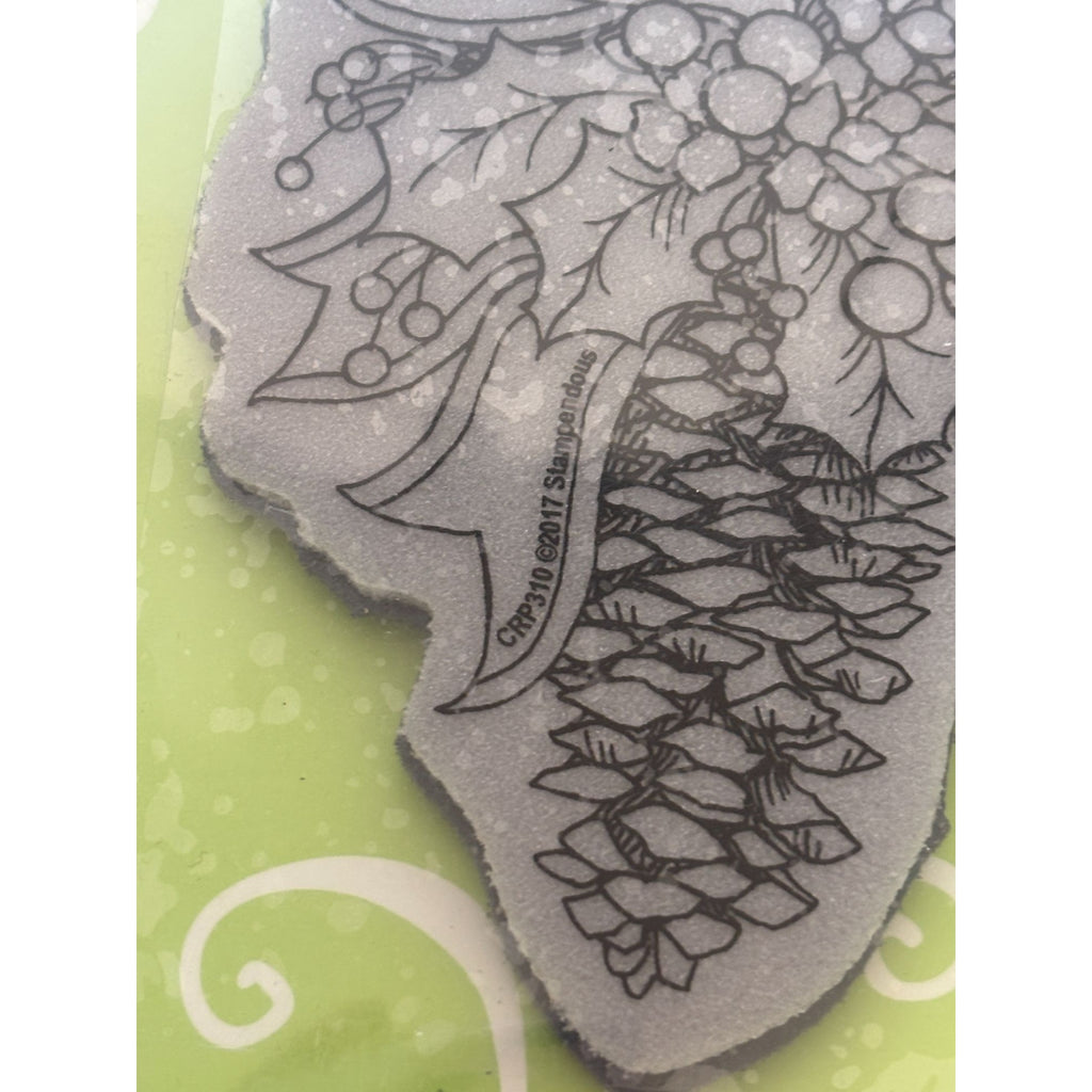 Stampendous Cling Rubber Stamp Christmas Pinecone and Holly Card Making Holidays