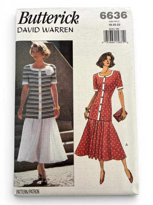 Butterick Sewing Pattern 6636 Work Outfit 1990s Skirt Career 1990s 18 20 22 UC