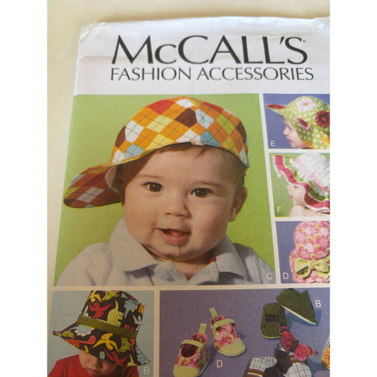 McCalls Sewing Pattern M6575 Infant Fashion Accessories Baby Hats Soft Shoes UC