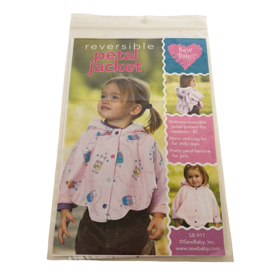 SewBaby Sewing Pattern Reversible Petal Jacket Baby Newborn 2T 3T 4T Warm Cozy