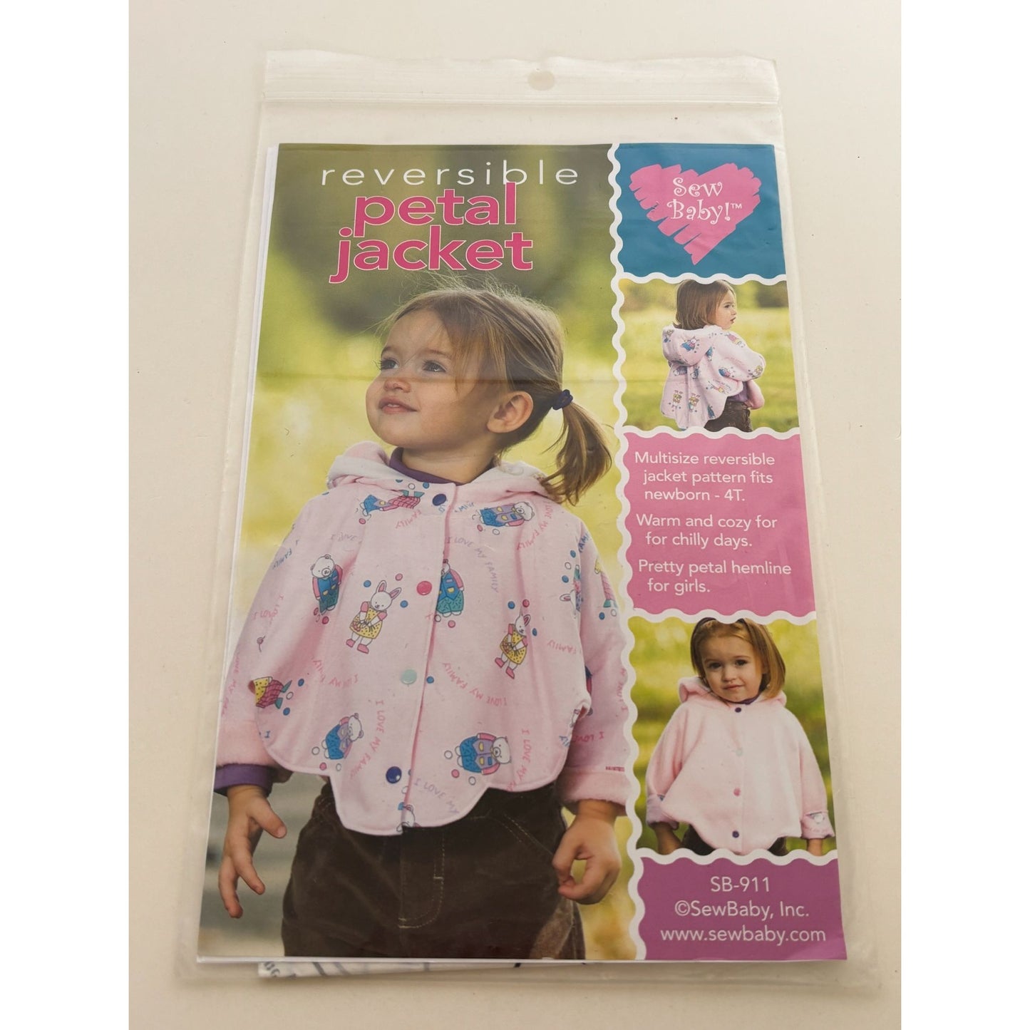SewBaby Sewing Pattern Reversible Petal Jacket Baby Newborn 2T 3T 4T Warm Cozy