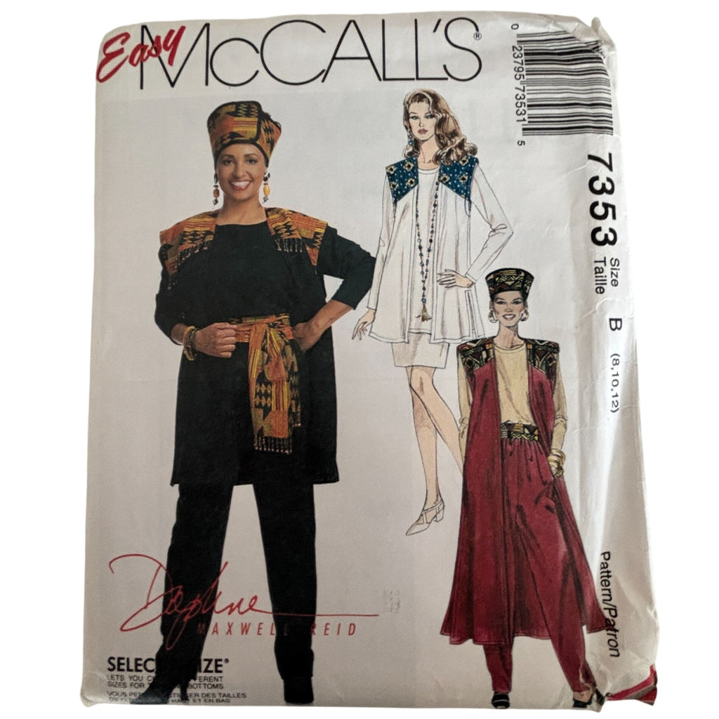 McCalls Sewing Pattern 7353 Boho Vest Top Pants Skirt Festival Outfit 8-12 Uncut 1990s
