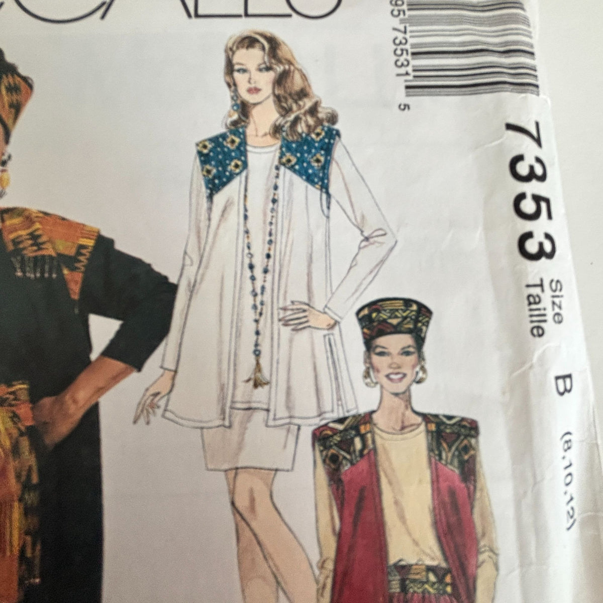 McCalls Sewing Pattern 7353 Boho Vest Top Pants Skirt Festival Outfit 8-12 Uncut 1990s