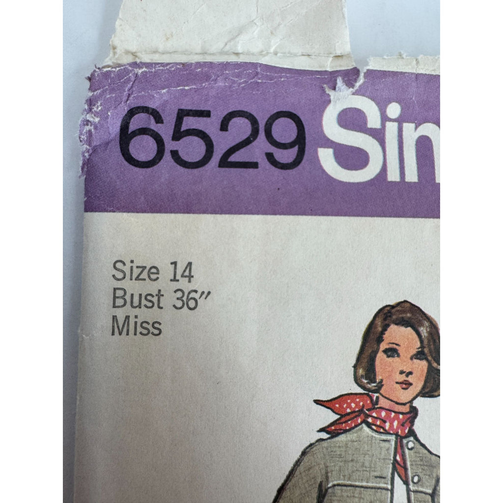 Simplicity Sewing Pattern 6529 Unlined Jiffy Jacket Pants Vintage 1970s UC 14