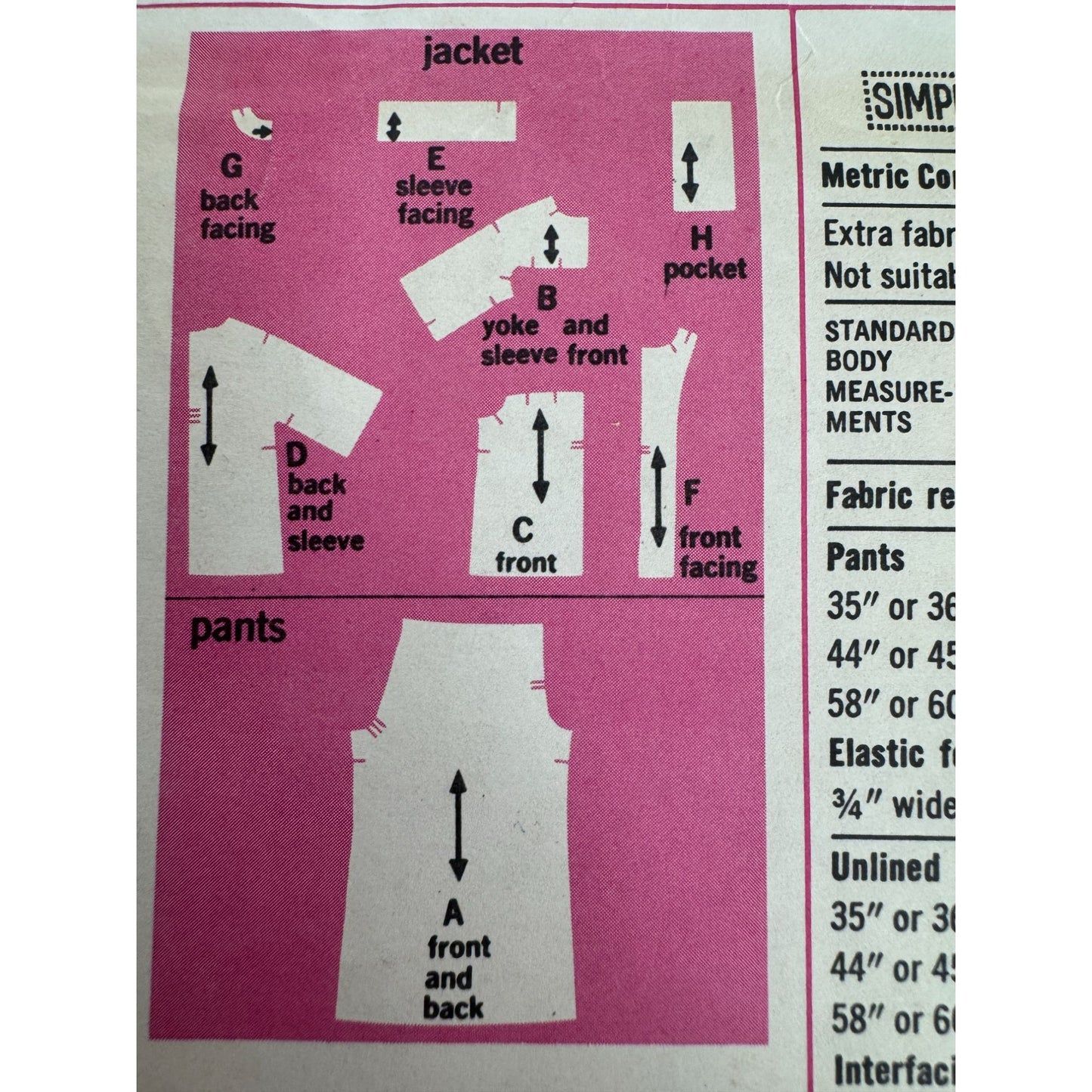 Simplicity Sewing Pattern 6529 Unlined Jiffy Jacket Pants Vintage 1970s UC 14