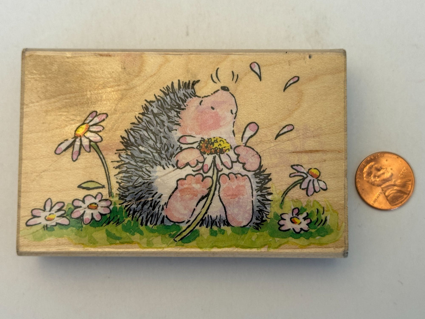 Penny Black Rubber Stamp Asking The Flowers Hedgehog Daisy Friendship Cardmaking