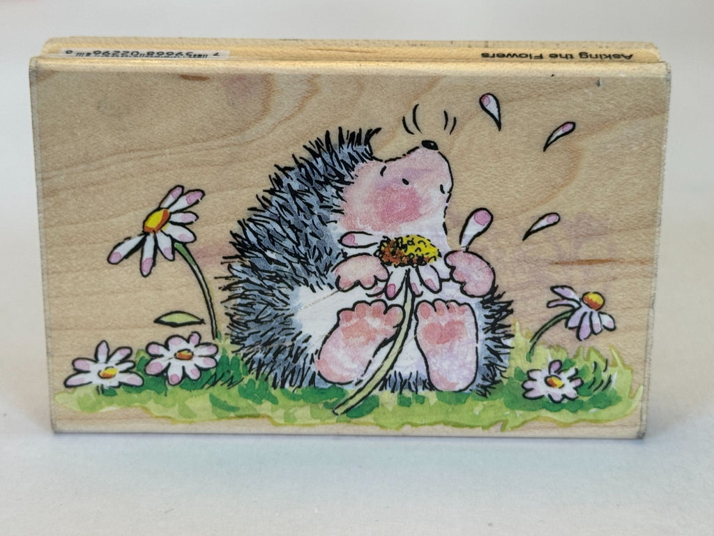 Penny Black Rubber Stamp Asking The Flowers Hedgehog Daisy Friendship Cardmaking