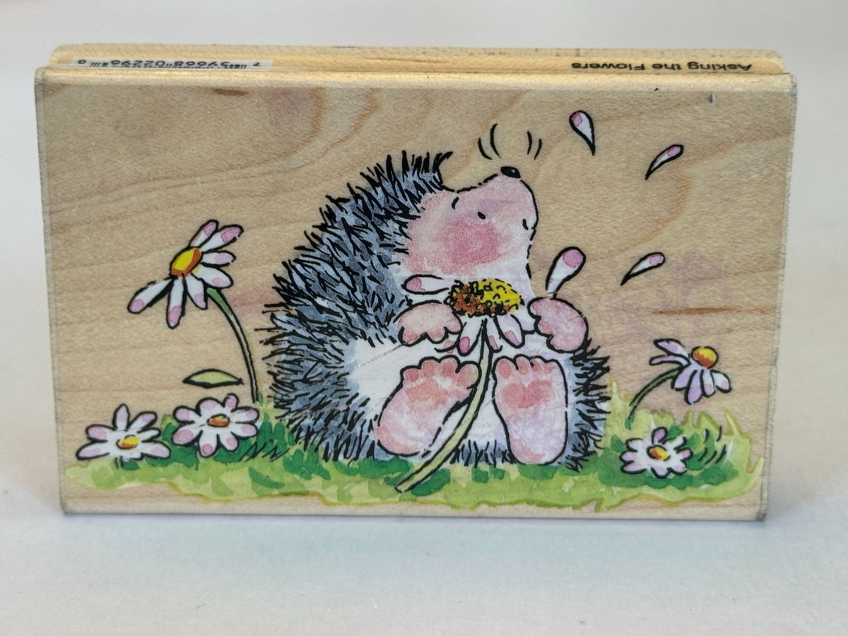 Penny Black Rubber Stamp Asking The Flowers Hedgehog Daisy Friendship Cardmaking