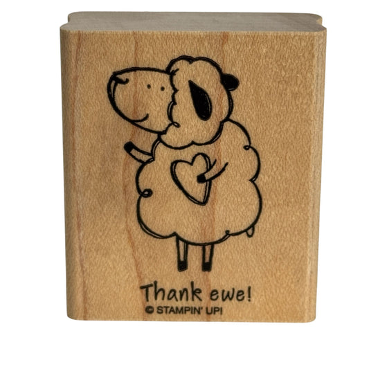 Stampin Up Rubber Stamp Thank Ewe You  Pun Sheep Animal Card Making Words Funny