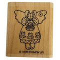 Stampin Up Rubber Stamp Angel Bunny Rabbit Country Button Folk Art Card Making