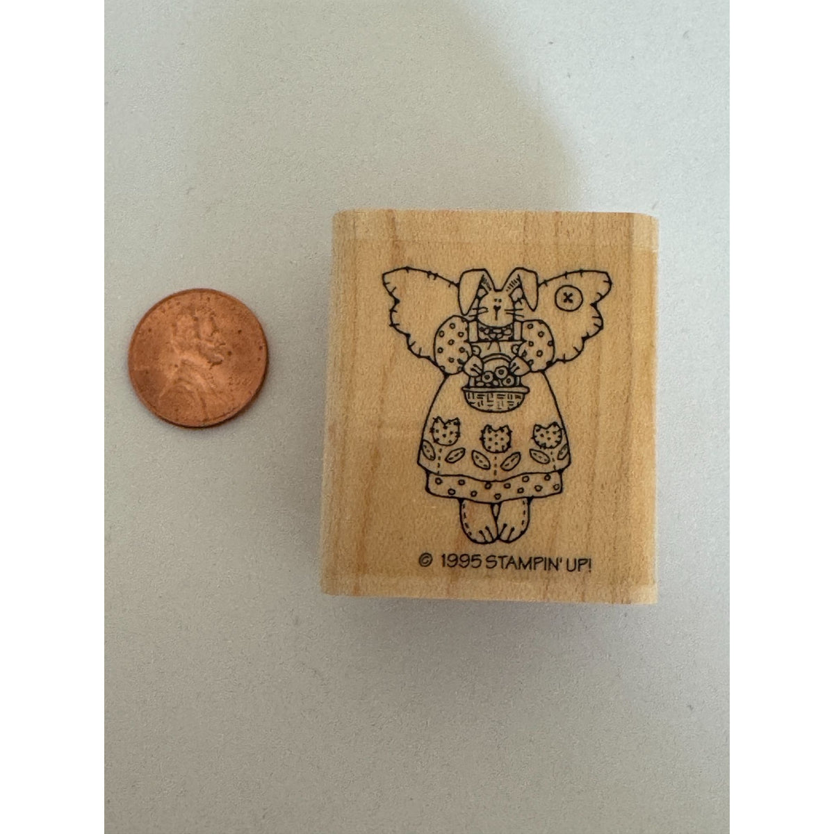 Stampin Up Rubber Stamp Angel Bunny Rabbit Country Button Folk Art Card Making