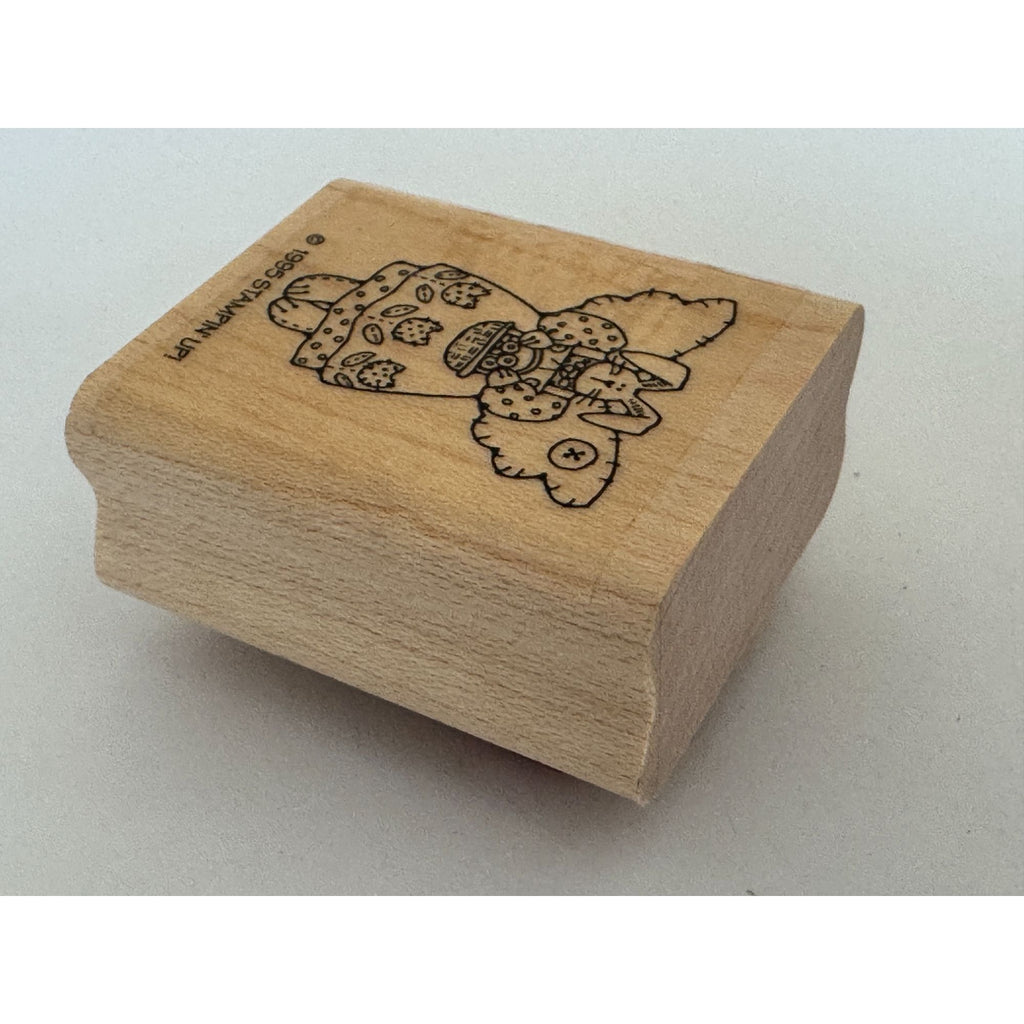 Stampin Up Rubber Stamp Angel Bunny Rabbit Country Button Folk Art Card Making
