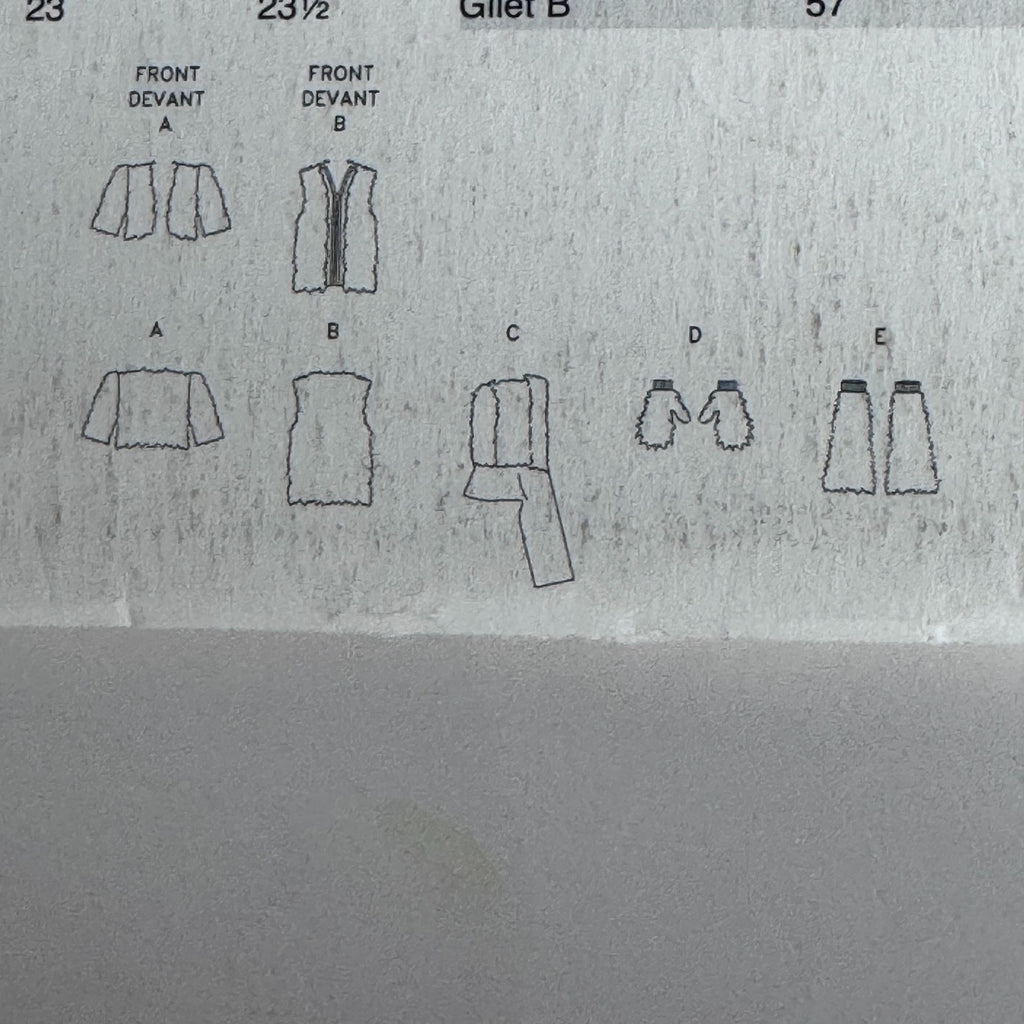 Vogue Sewing Pattern V639 Anna Sui Jacket Vest Hat Mittens Leg Warmers Winter Uncut