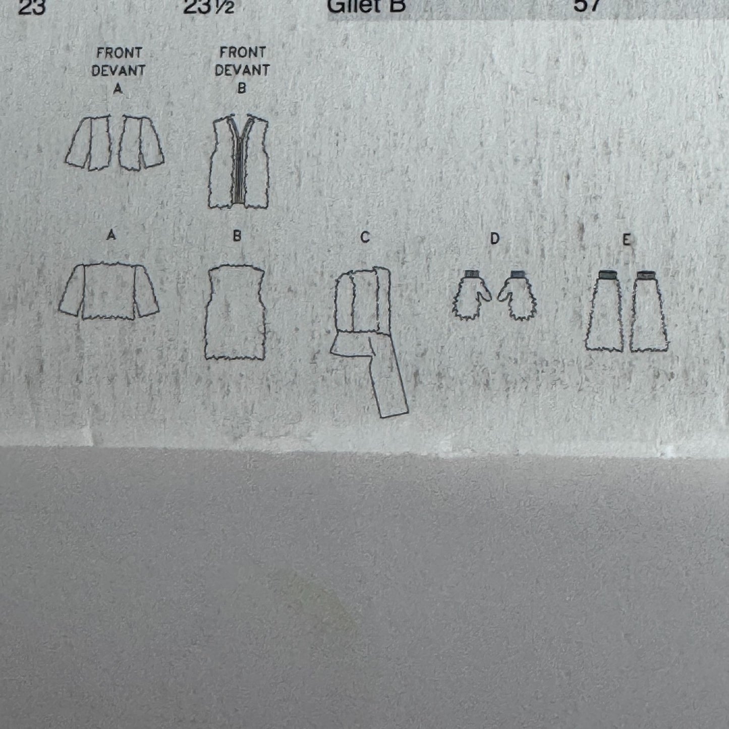 Vogue Sewing Pattern V639 Anna Sui Jacket Vest Hat Mittens Leg Warmers Winter Uncut