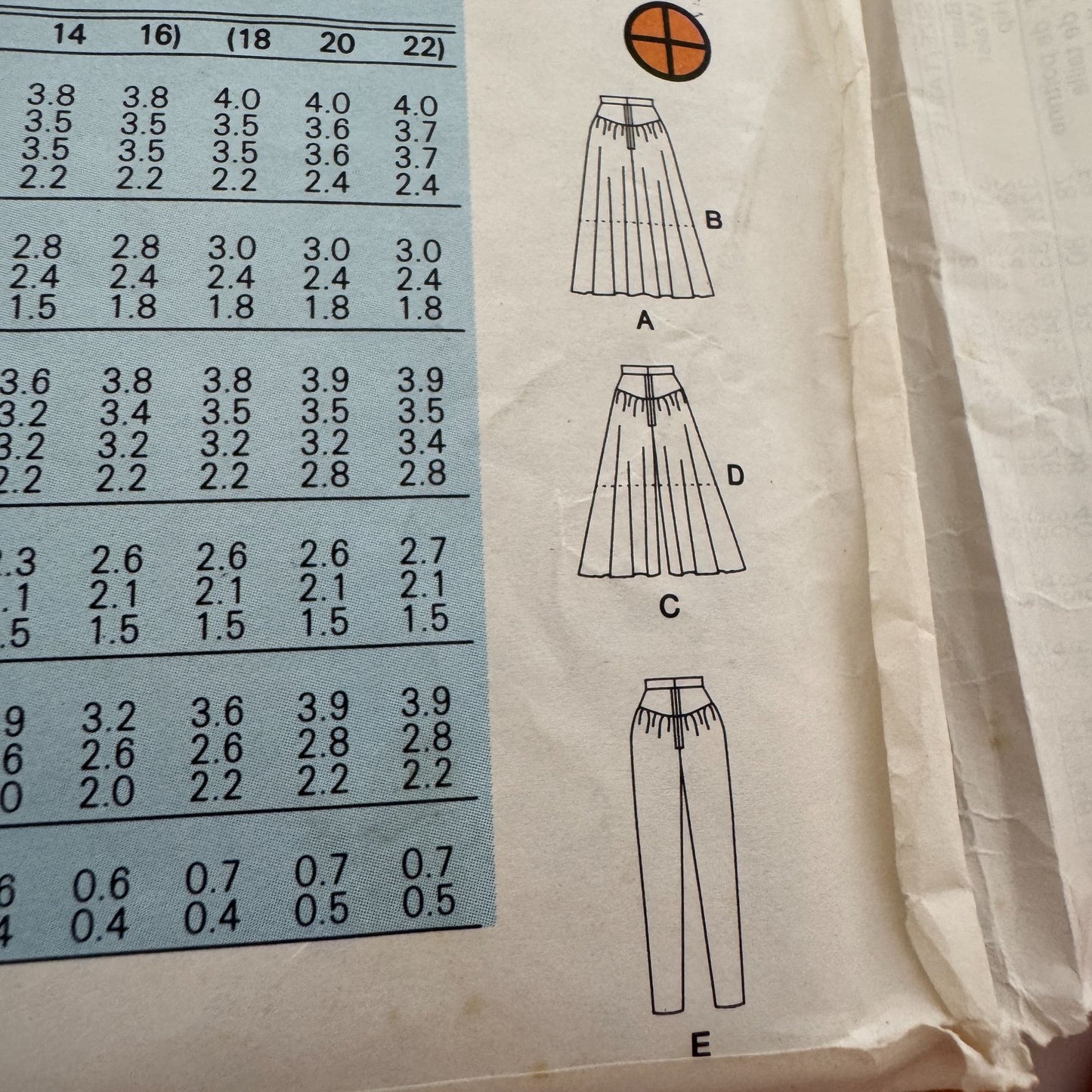 Butterick Sewing Pattern 4657 Flared Skirt Culottes Tapered Pants 18 20 22 Uncut