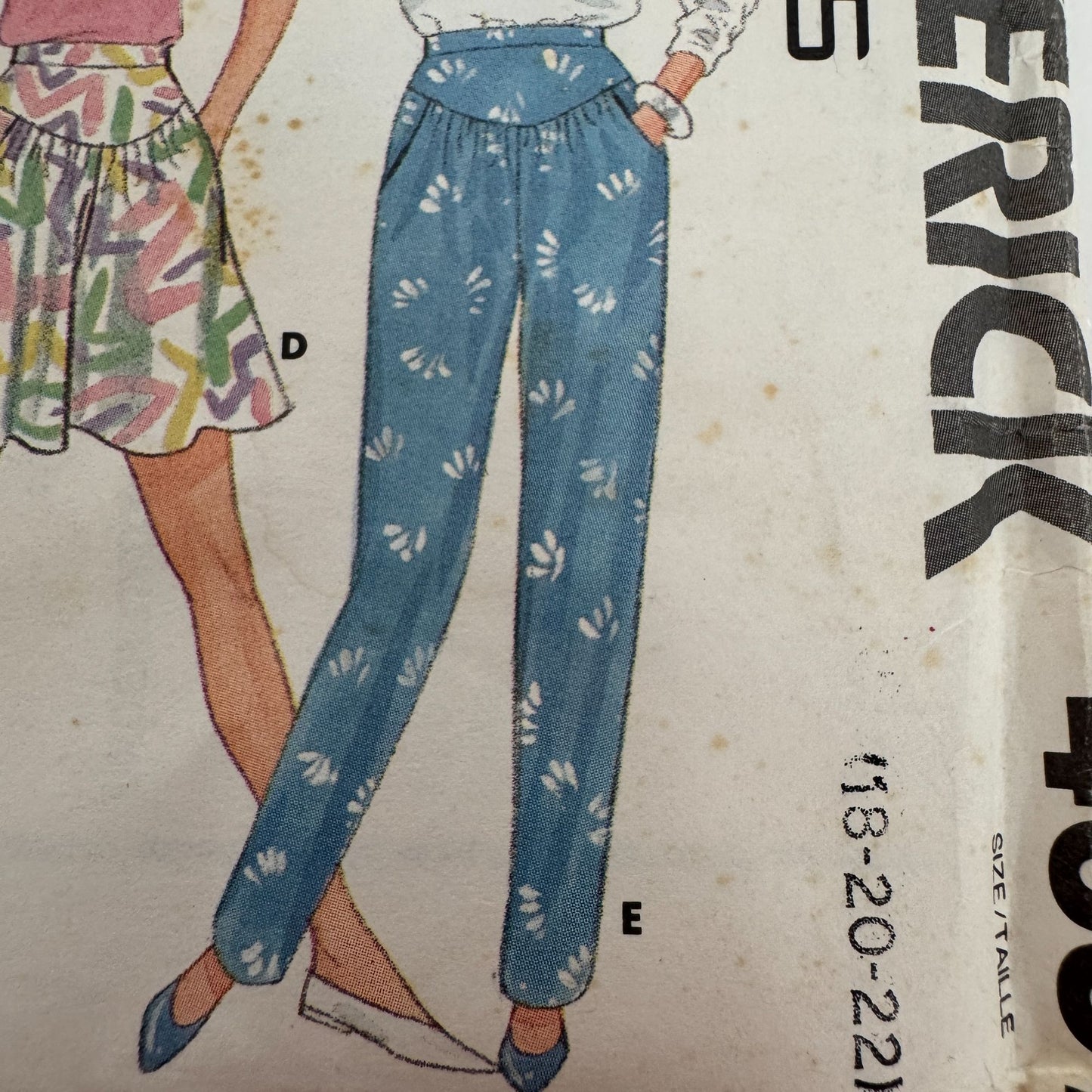 Butterick Sewing Pattern 4657 Flared Skirt Culottes Tapered Pants 18 20 22 Uncut