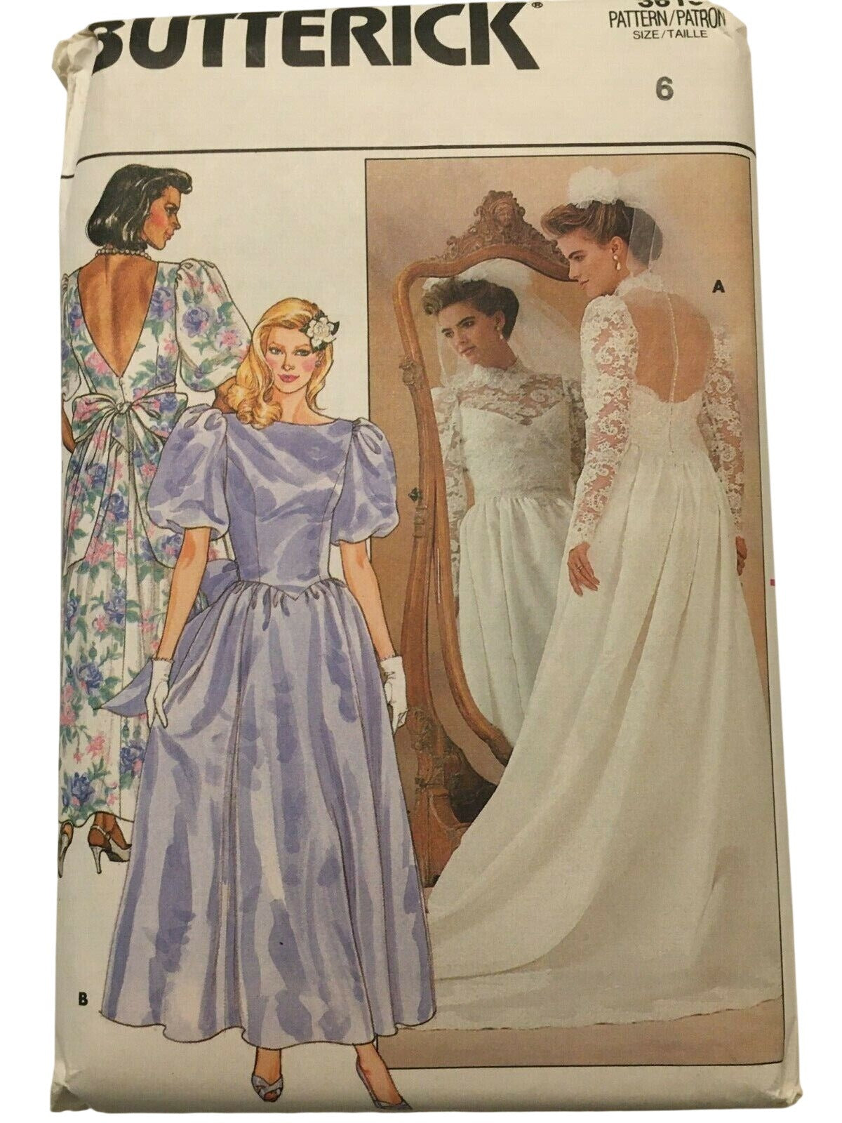 Butterick Sewing Pattern 3616 Wedding Gown Bridesmaid Dress Size 6 Uncut 1980s