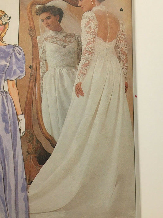 Butterick Sewing Pattern 3616 Wedding Gown Bridesmaid Dress Size 6 Uncut 1980s