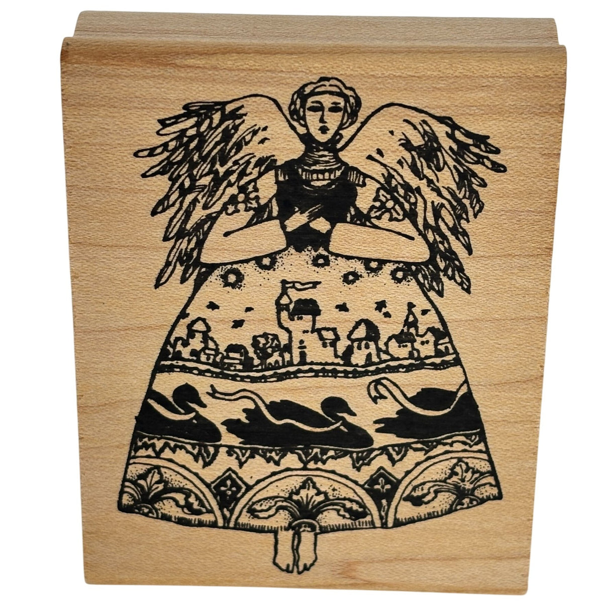 Acey Deucy Rubber Stamp Anna Angel Swan Castle Dress Storybook Folk Art Craft K1-744