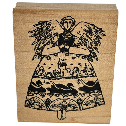 Acey Deucy Rubber Stamp Anna Angel Swan Castle Dress Storybook Folk Art Craft K1-744