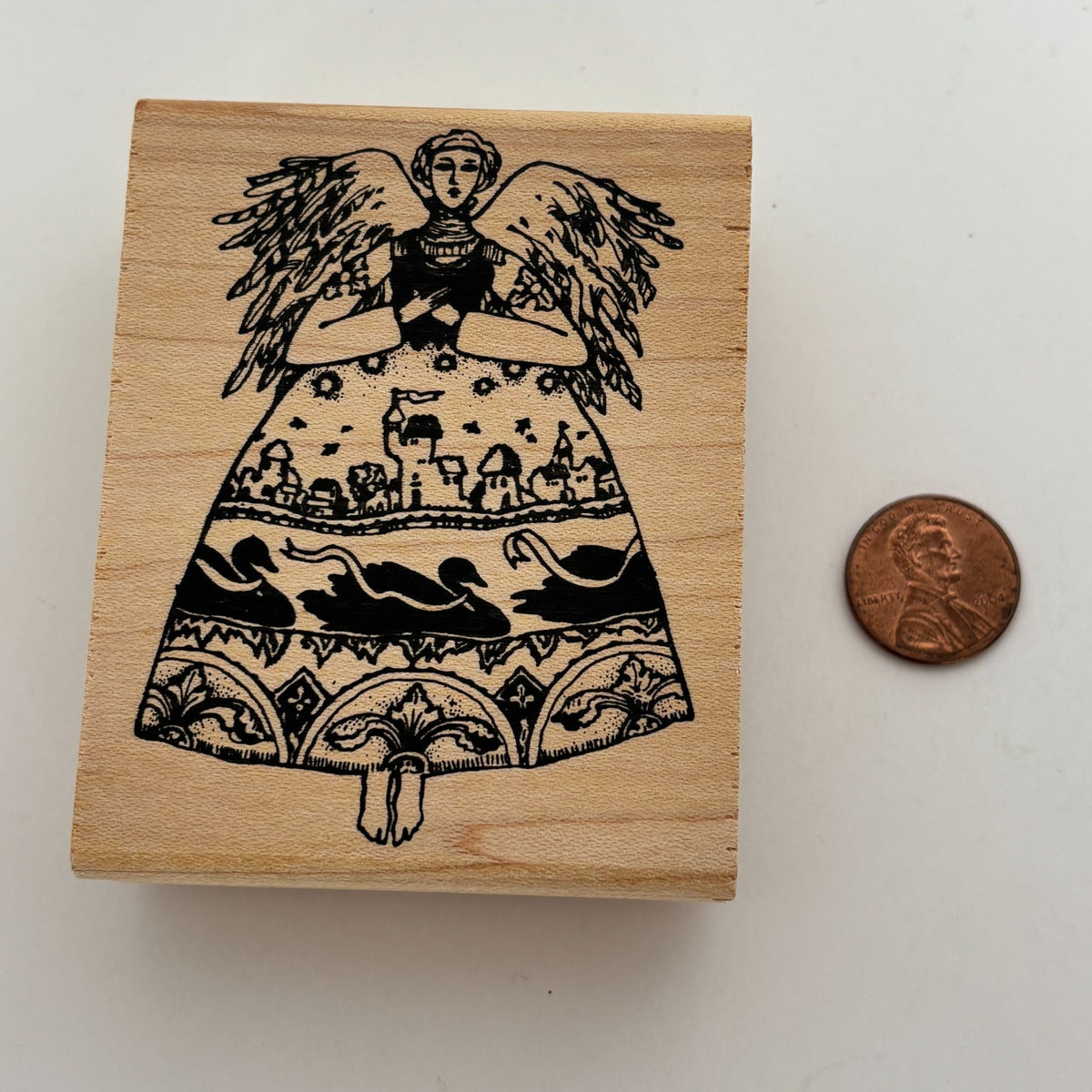 Acey Deucy Rubber Stamp Anna Angel Swan Castle Dress Storybook Folk Art Craft K1-744