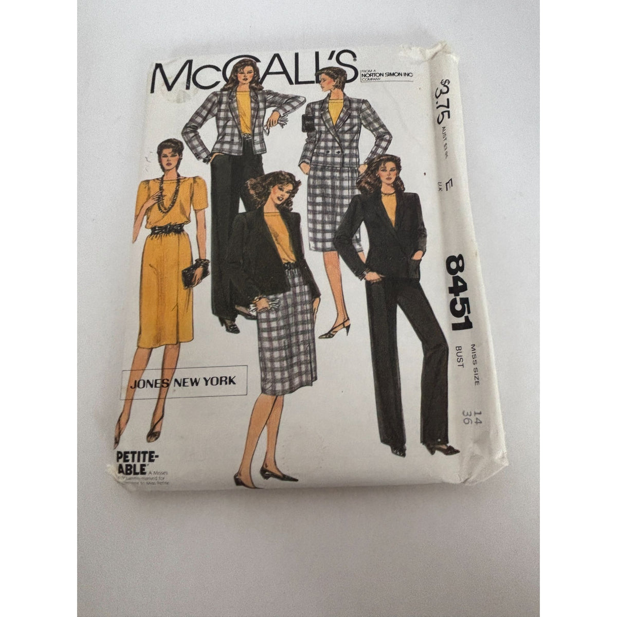 McCalls Sewing Pattern 8451 Jones New York Work Jacket Skirt Pants Dress 14 UC
