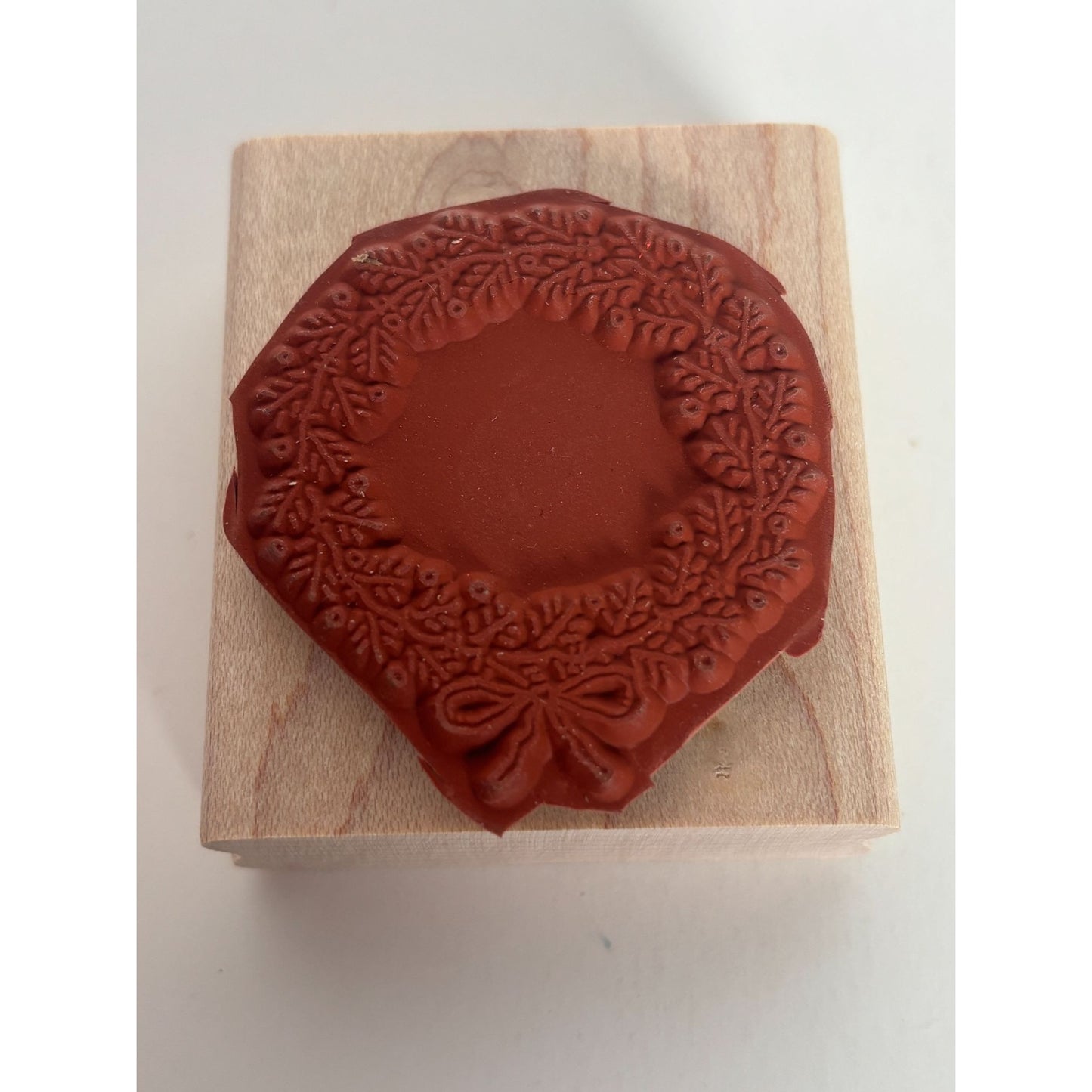 Stampin Up Rubber Stamp Christmas Wreath Bow Winter Holidays Card Making Round