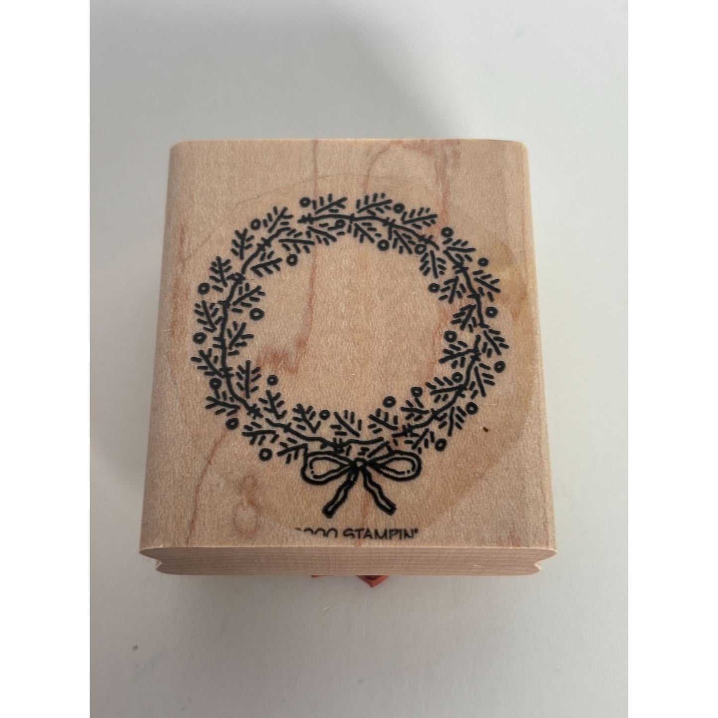 Stampin Up Rubber Stamp Christmas Wreath Bow Winter Holidays Card Making Round