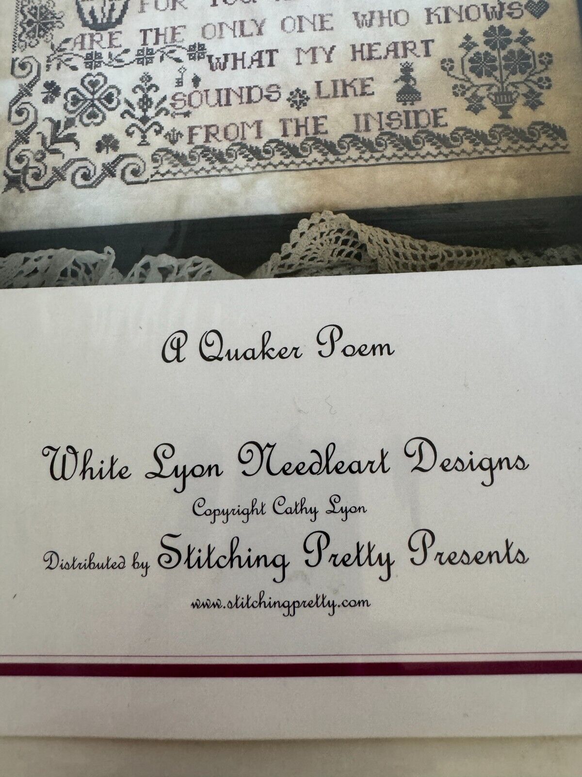 For My Child Cross Stitch Pattern Quaker Poem Mother Love Sampler White Lyon Gift Daughter