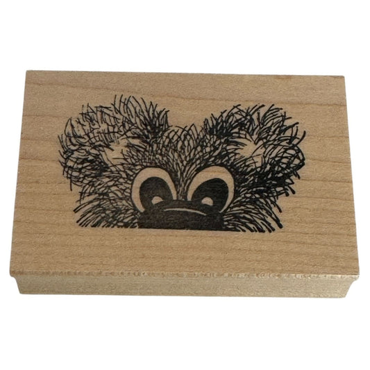 The Merry Stamper Rubber Stamp Peek-A-Boo Bear Face Animal Teddy Curious Edge