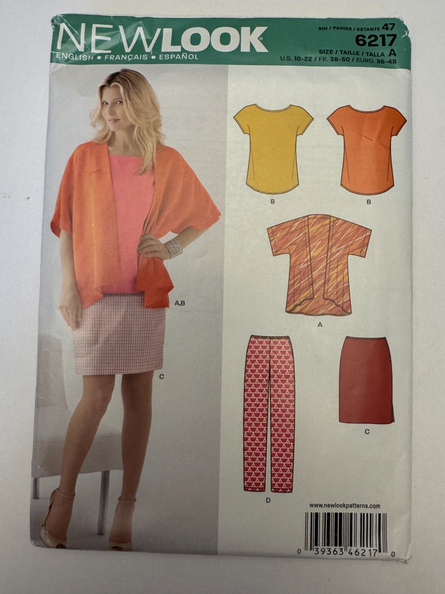 Simplicity New Look Sewing Pattern 6217 Skirt Pants Kimono Style Jacket 10-22 UC
