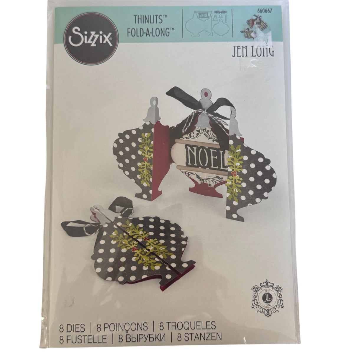 Sizzix Thinlits Fold A Long Dies Christmas Ornament Card Cardmaking Noel 660667 Holiday Crafting