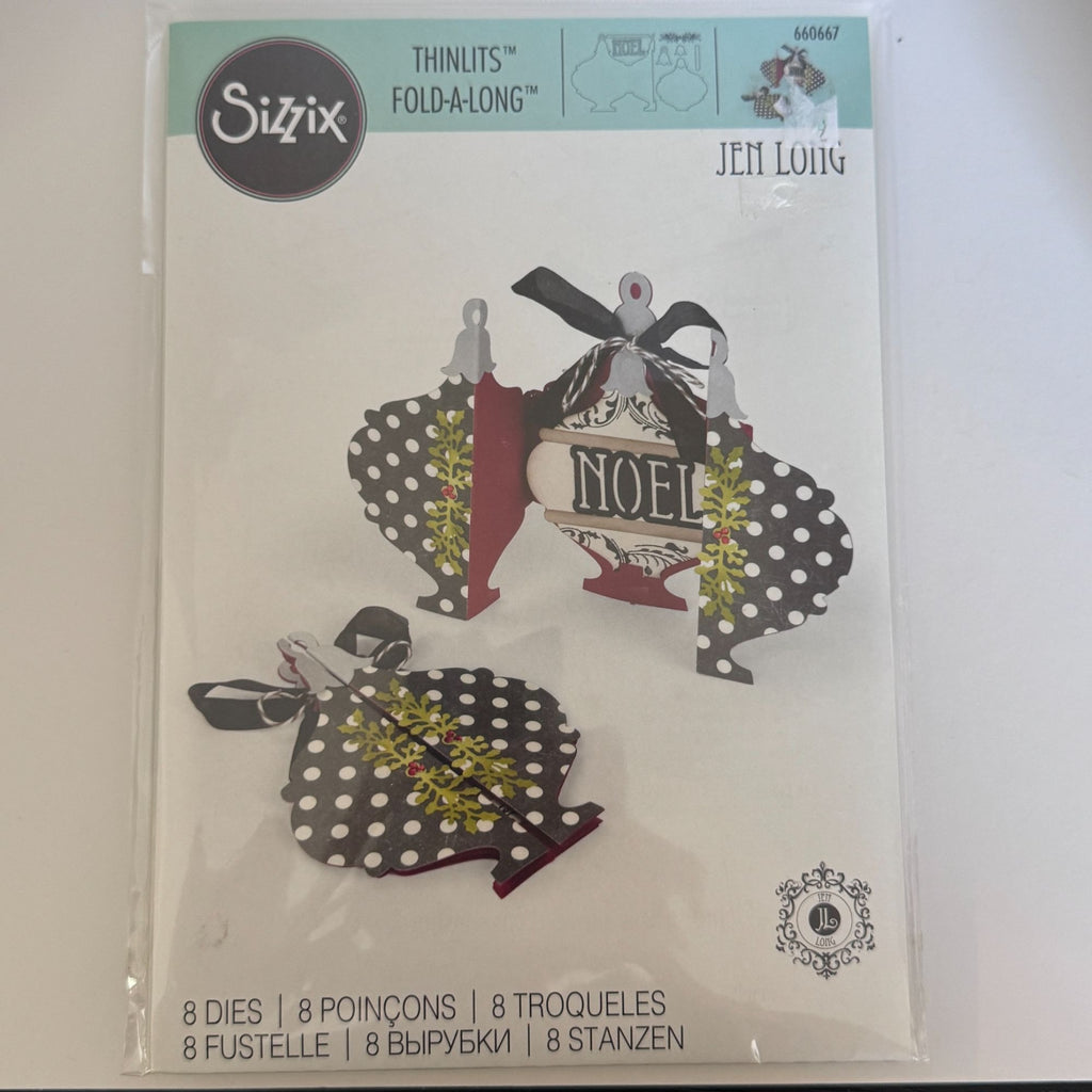 Sizzix Thinlits Fold A Long Dies Christmas Ornament Card Cardmaking Noel 660667 Holiday Crafting