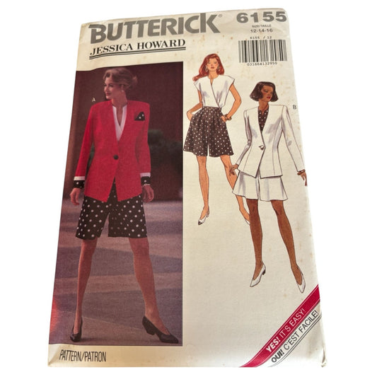 Butterick Sewing Pattern 6155 Career Suit Jacket Top Shorts Career Easy 12 14 16