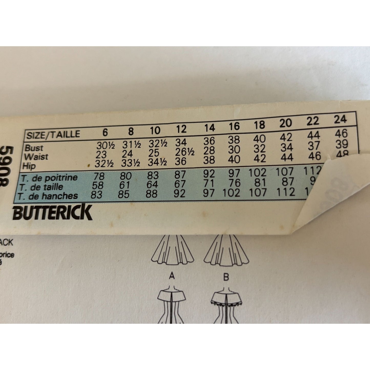 Butterick Sewing Pattern 5908 Dress Evening Party Misses 6 8 10 Uncut