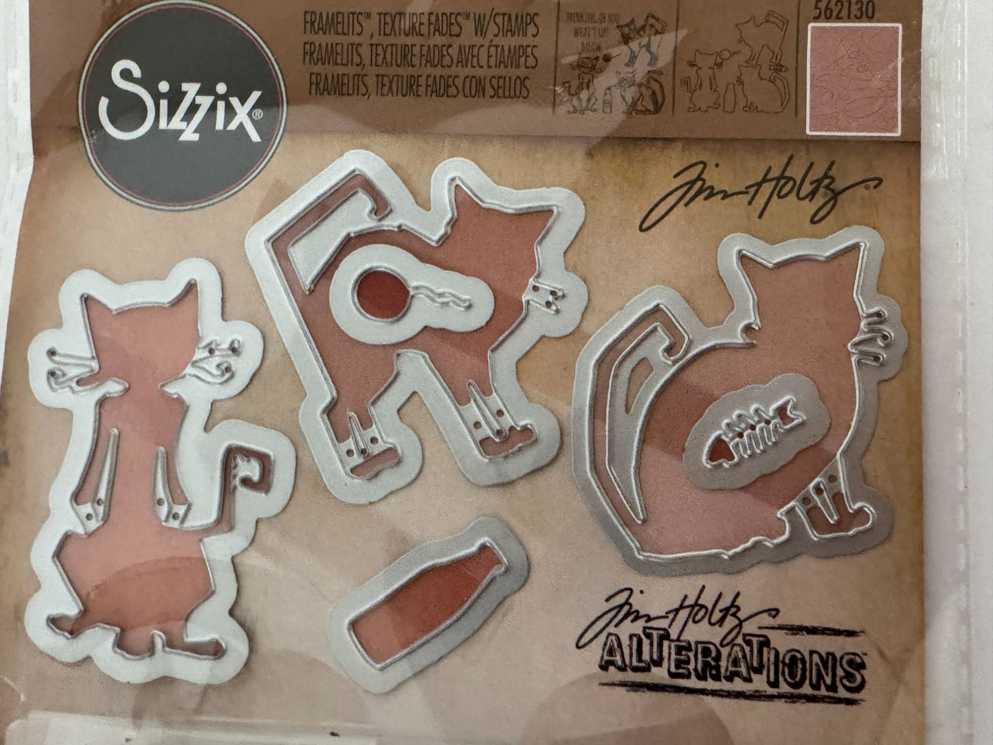 Tim Holtz Sizzix Framelits Cat Chat Stamps Dies Embossing Folder Thinking of You