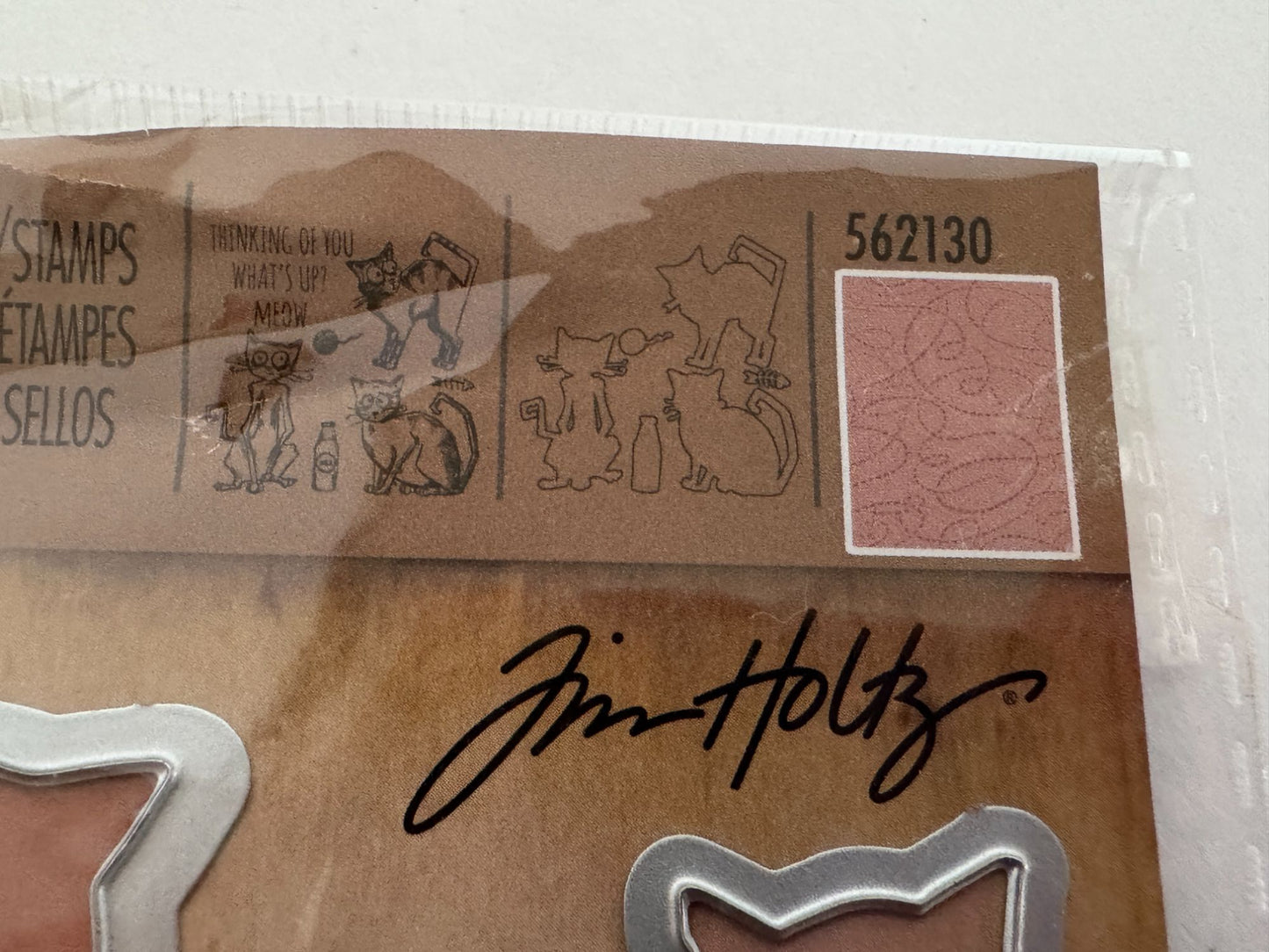 Tim Holtz Sizzix Framelits Cat Chat Stamps Dies Embossing Folder Thinking of You
