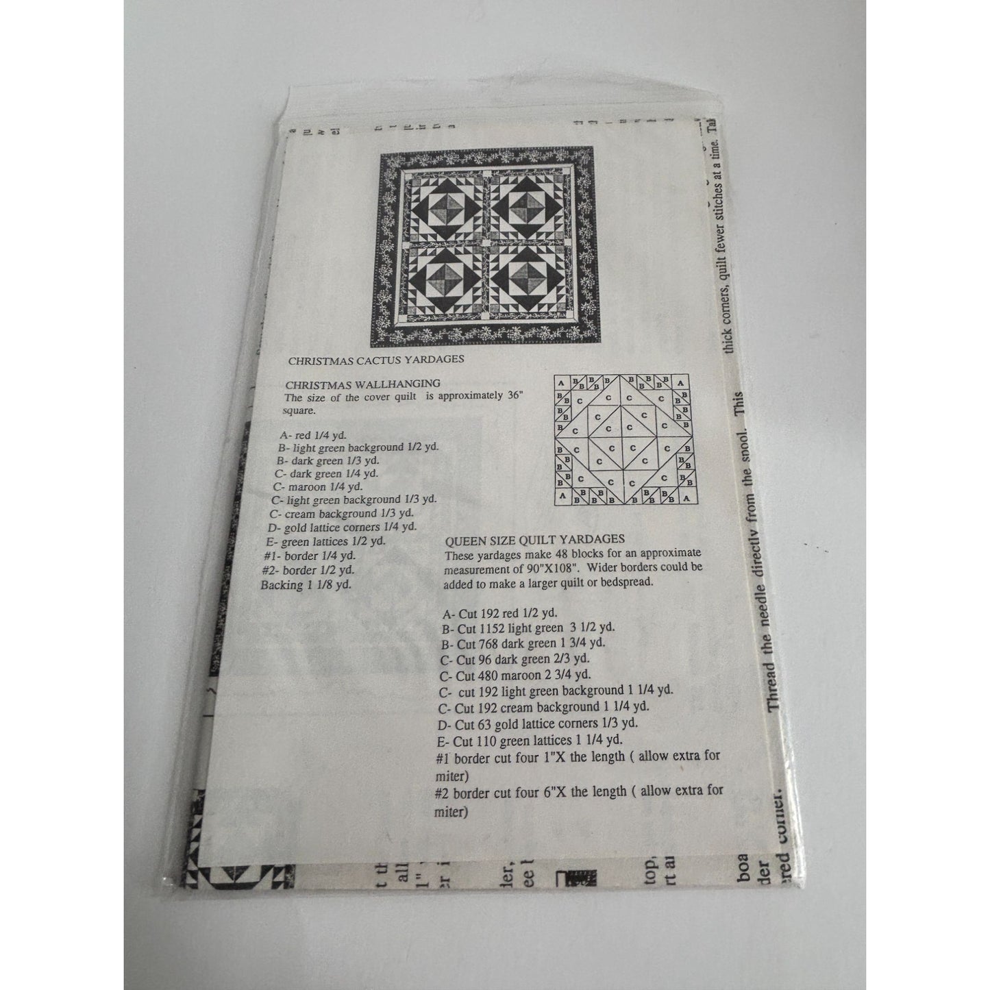 Osage County Quilt Factory Pattern Christmas Cactus Wall Hanging Queen Size UC