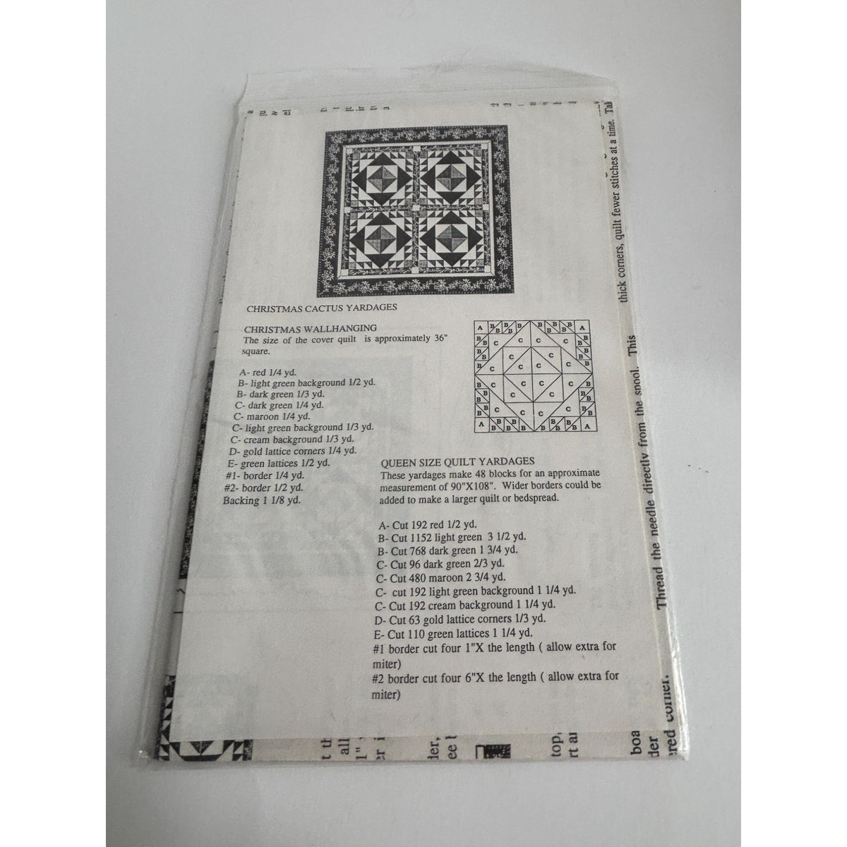Osage County Quilt Factory Pattern Christmas Cactus Wall Hanging Queen Size UC