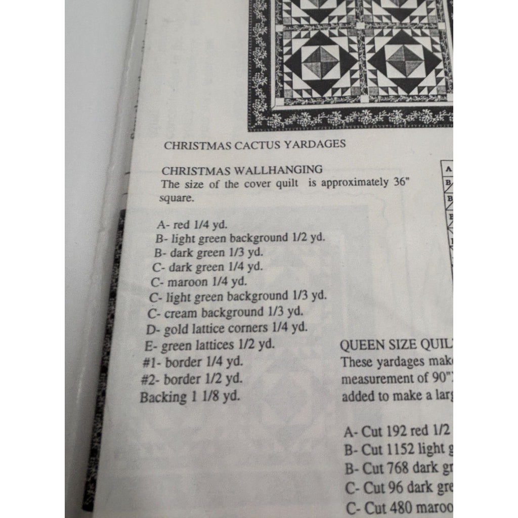 Osage County Quilt Factory Pattern Christmas Cactus Wall Hanging Queen Size UC