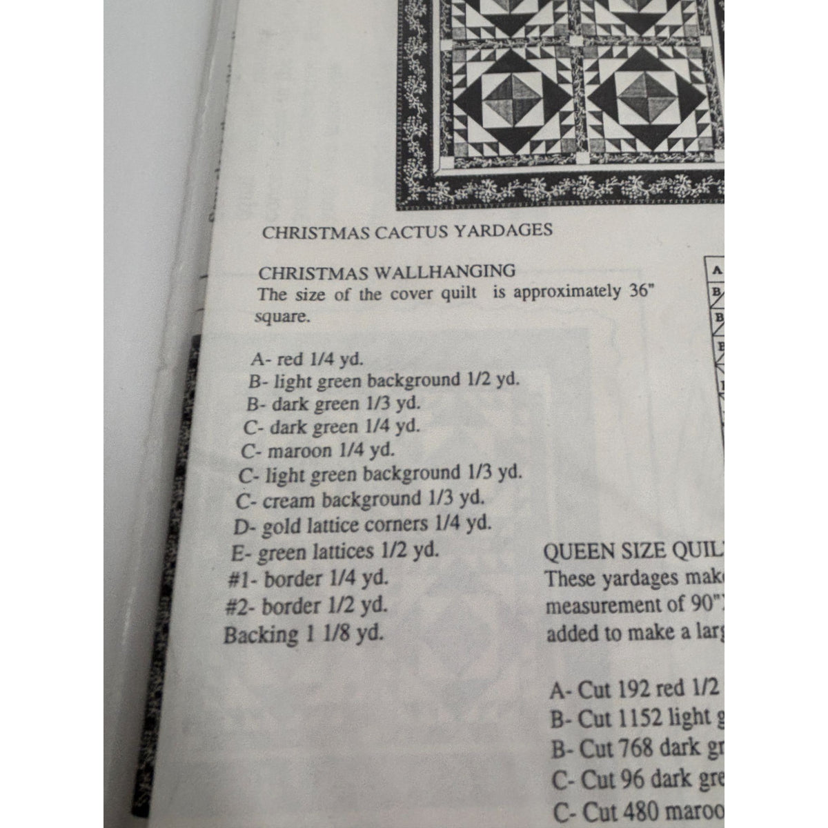 Osage County Quilt Factory Pattern Christmas Cactus Wall Hanging Queen Size UC