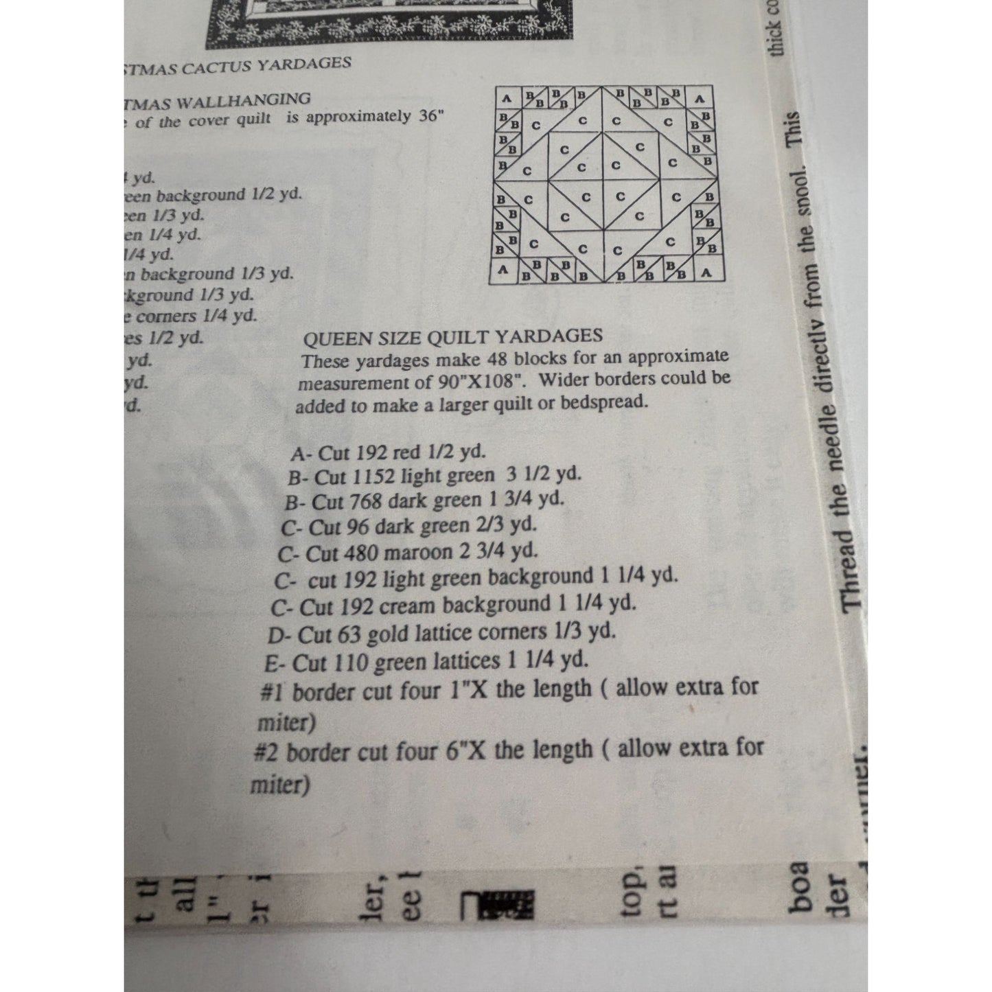 Osage County Quilt Factory Pattern Christmas Cactus Wall Hanging Queen Size UC