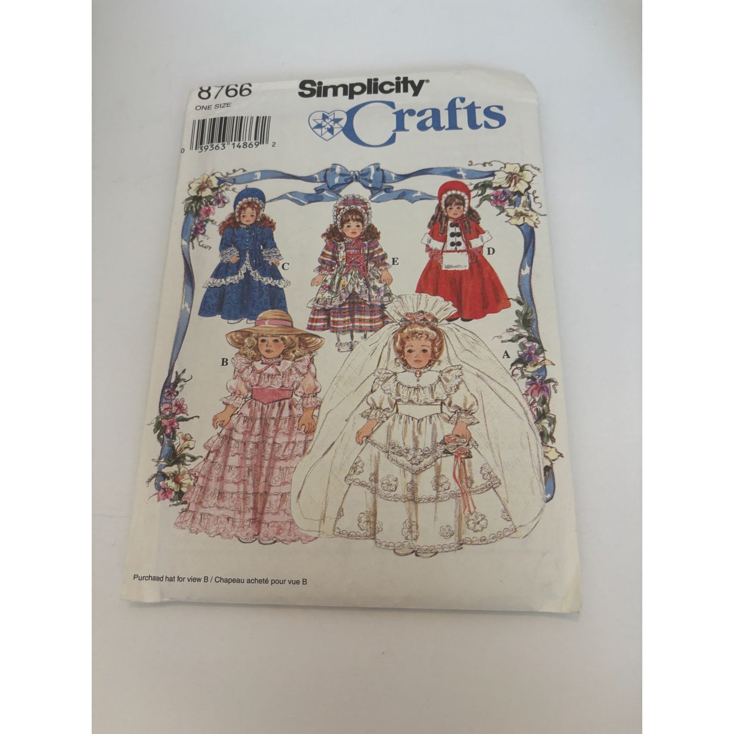 Simplicity Crafts Sewing Pattern 8766 Doll Clothes Wedding Historical Costumes