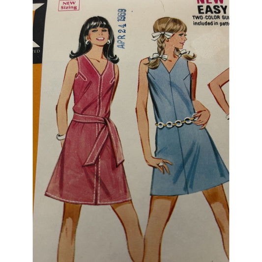 McCalls Sewing Pattern 9797 Mini Dress Vintage Summer Fashion 1960s Easy UC 12