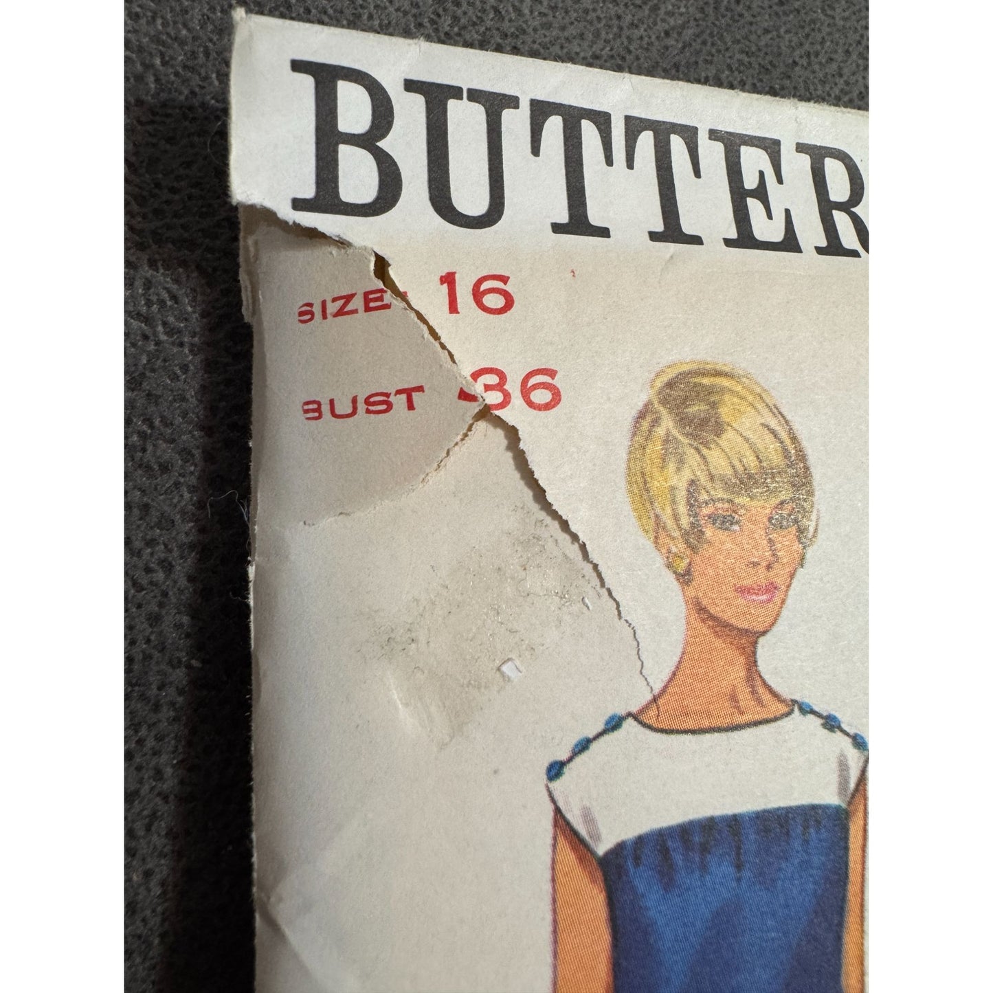 Butterick Sewing Pattern 4554 Slim Dress with Yoke Size 16 Vintage 1960s Uncut