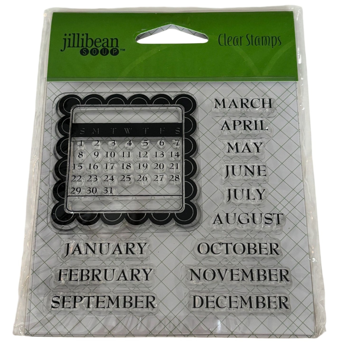 Jillibean Soup Clear Stamps Set Calendar Months Dates Planner Junk Journaling Cardmaking Acrylic Small