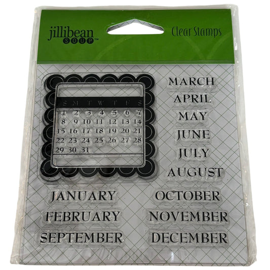 Jillibean Soup Clear Stamps Set Calendar Months Dates Planner Junk Journaling Cardmaking Acrylic Small